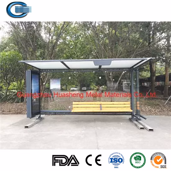 Outdoor Furniture LED Display Screen Bus Stop Shelter with Bench
