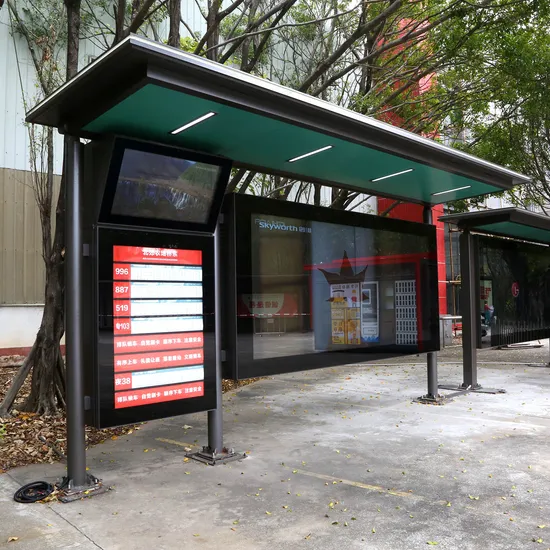 Outdoor Furniture LED Display Screen Bus Stop Shelter with Bench